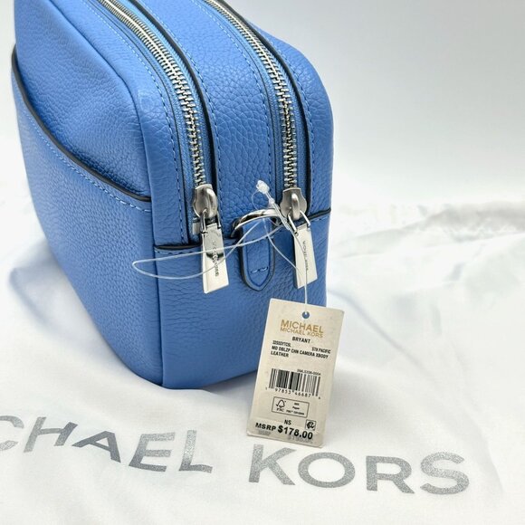 Michael Kors Bryant Med Leather Double Zip Chain Camera Crossbody South Pacific - Picture 3 of 16